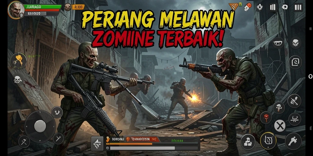 Tampilan antarmuka JUARAGO saat berperang melawan zombie.