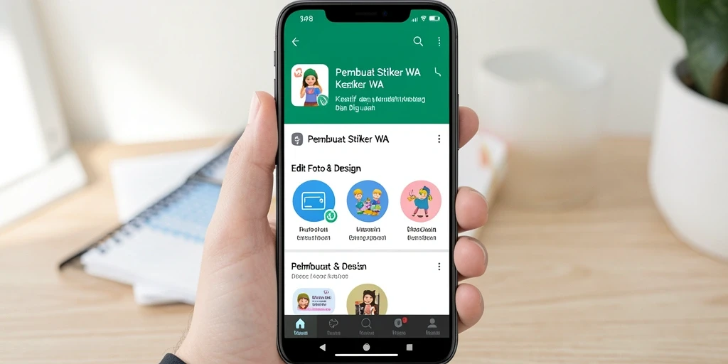 Tampilan antarmuka aplikasi RP8 untuk membuat stiker WhatsApp.