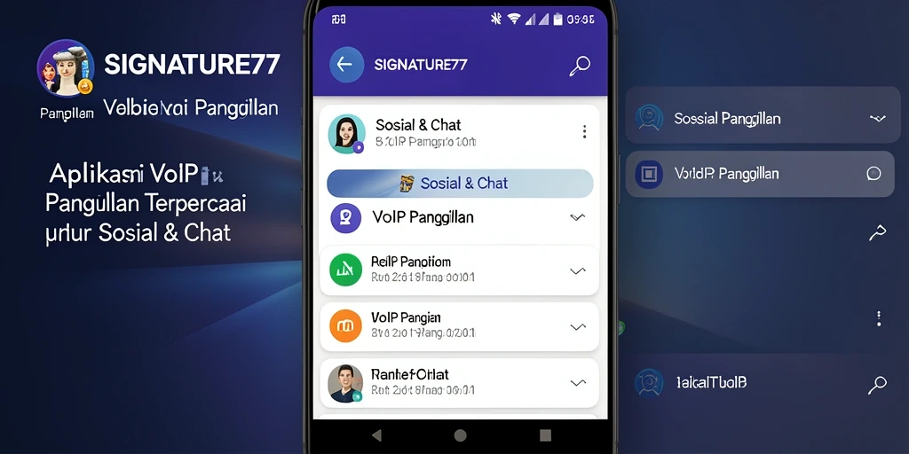 Tampilan antarmuka pengguna SIGNATURE77 untuk VoIP Panggilan yang intuitif.